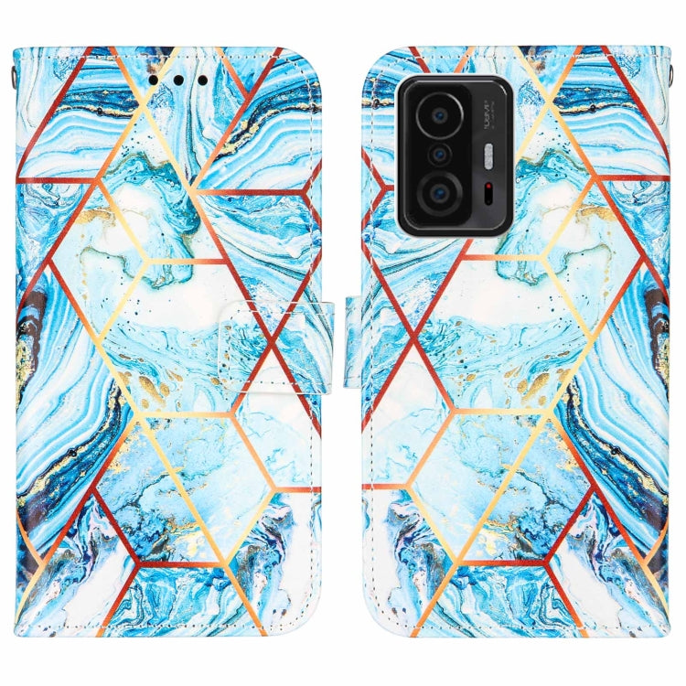 For Xiaomi Mi 11T Marble Stitching Horizontal Flip PU Leather Case with Holder & Card Slots & Wallet & Lanyard
