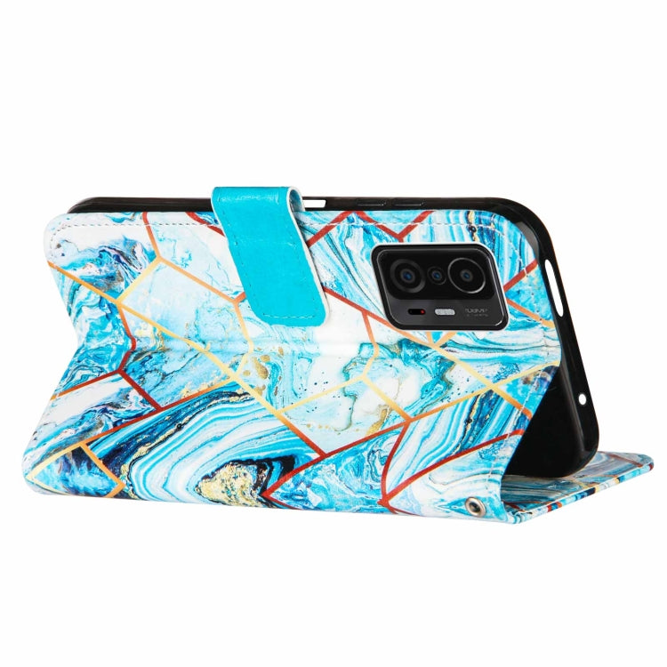 For Xiaomi Mi 11T Marble Stitching Horizontal Flip PU Leather Case with Holder & Card Slots & Wallet & Lanyard