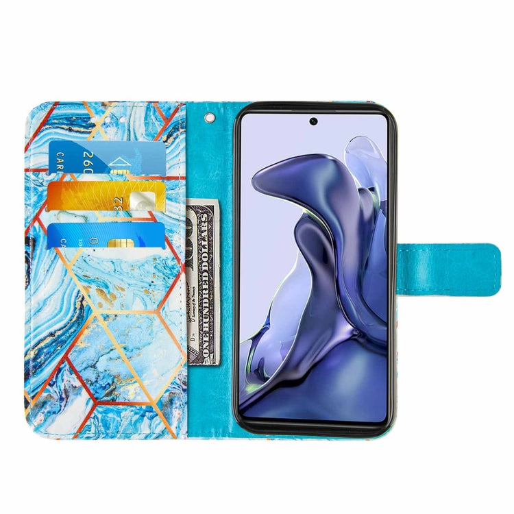 For Xiaomi Mi 11T Marble Stitching Horizontal Flip PU Leather Case with Holder & Card Slots & Wallet & Lanyard