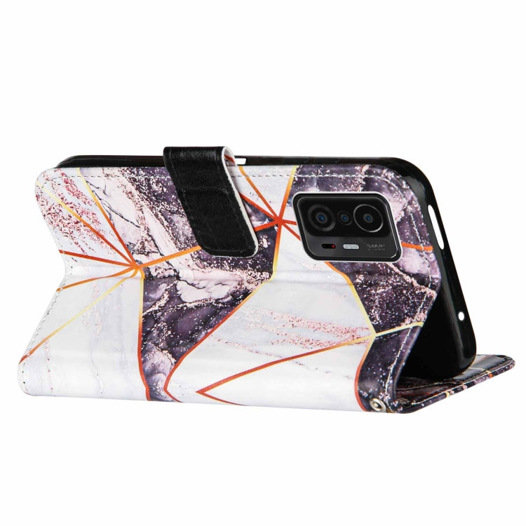 For Xiaomi Mi 11T Marble Stitching Horizontal Flip PU Leather Case with Holder & Card Slots & Wallet & Lanyard