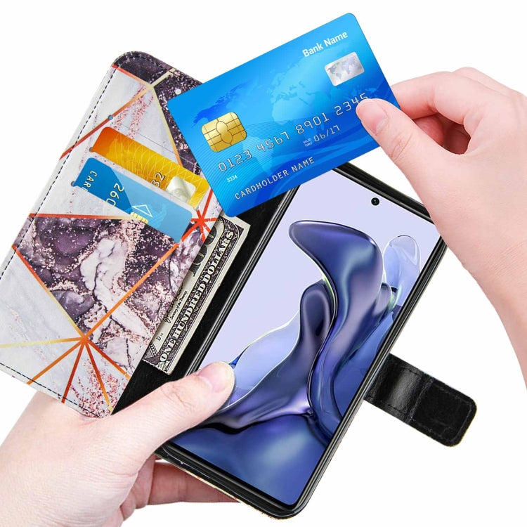 For Xiaomi Mi 11T Marble Stitching Horizontal Flip PU Leather Case with Holder & Card Slots & Wallet & Lanyard
