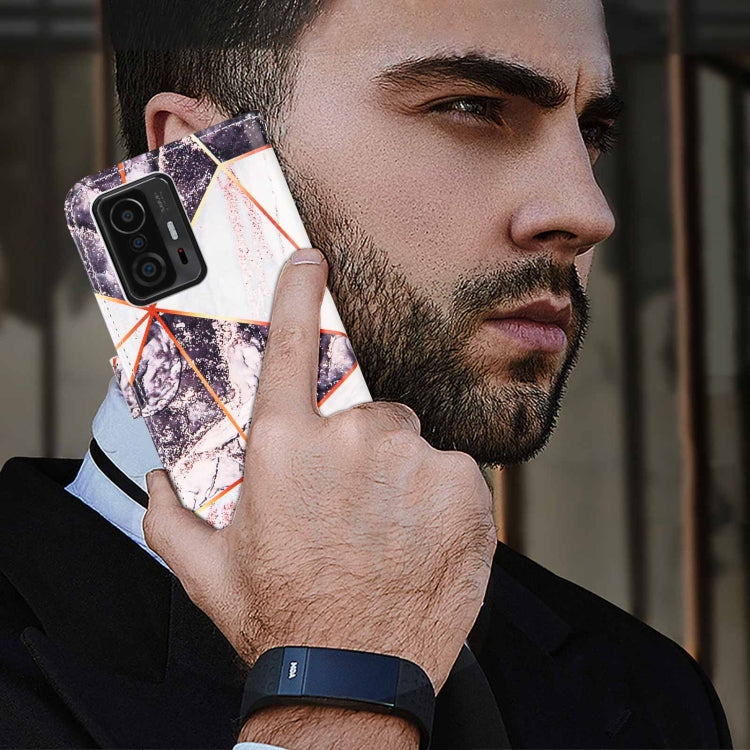 For Xiaomi Mi 11T Marble Stitching Horizontal Flip PU Leather Case with Holder & Card Slots & Wallet & Lanyard