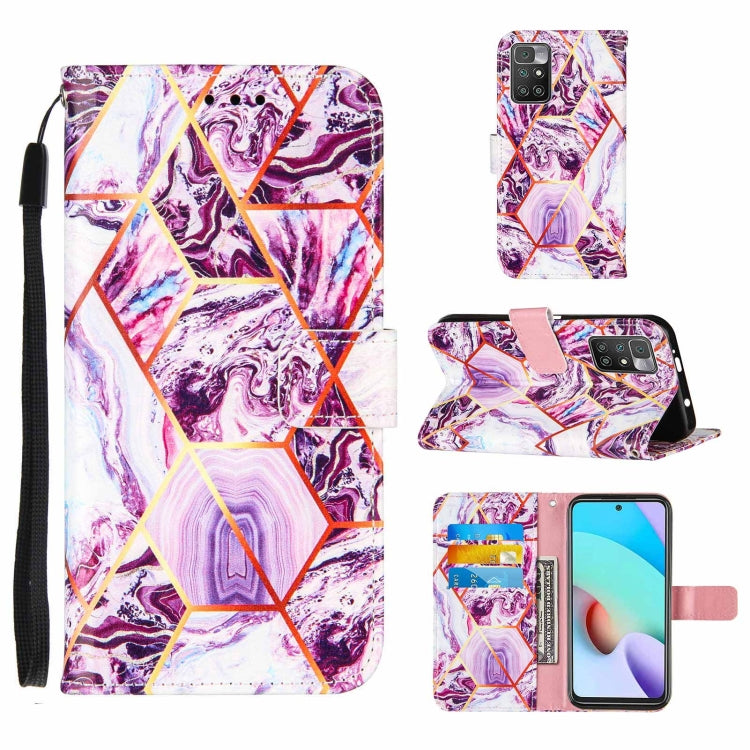 For Xiaomi Redmi 10 Marble Stitching Horizontal Flip PU Leather Case with Holder & Card Slots & Wallet & Lanyard