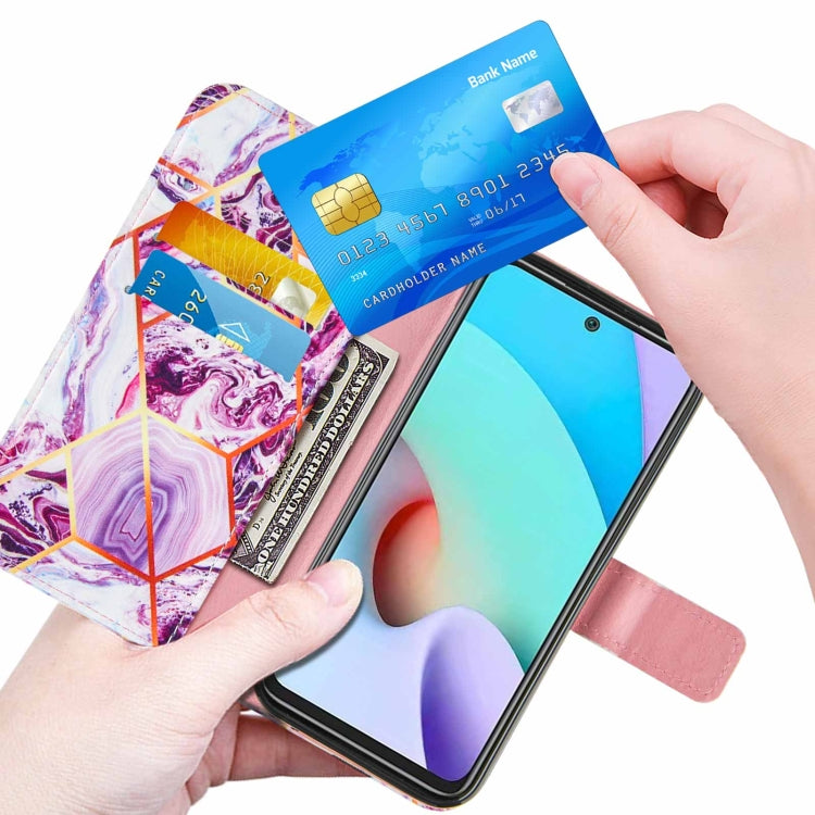 For Xiaomi Redmi 10 Marble Stitching Horizontal Flip PU Leather Case with Holder & Card Slots & Wallet & Lanyard