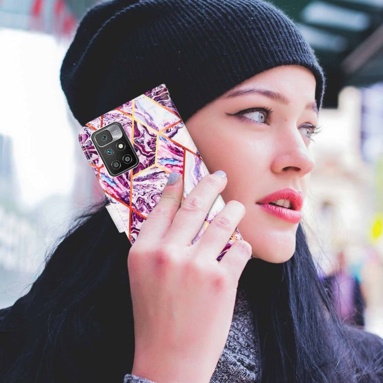 For Xiaomi Redmi 10 Marble Stitching Horizontal Flip PU Leather Case with Holder & Card Slots & Wallet & Lanyard