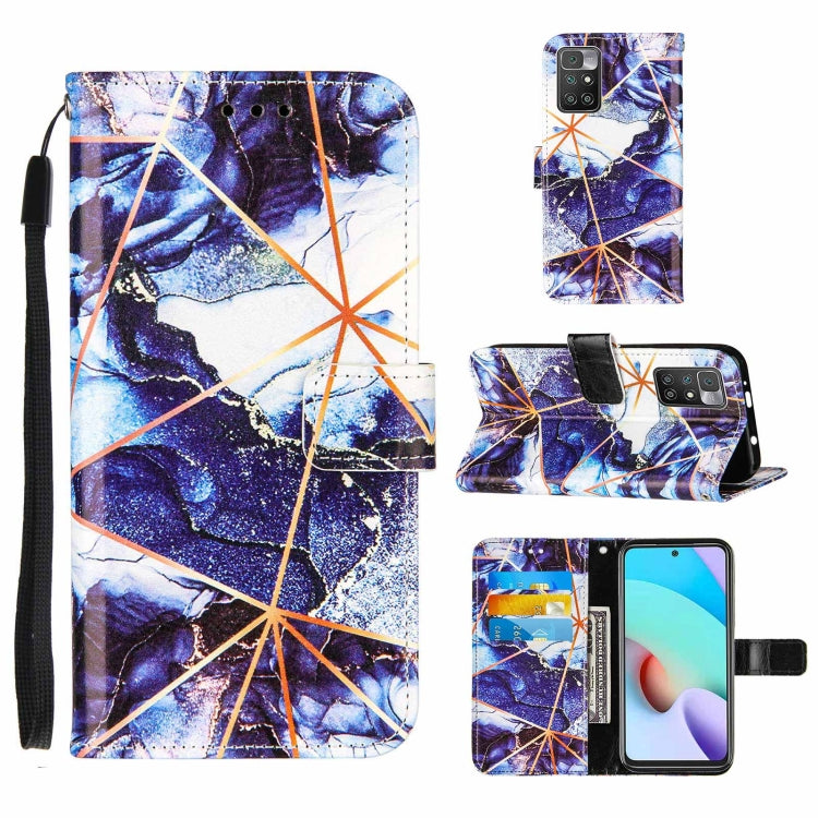For Xiaomi Redmi 10 Marble Stitching Horizontal Flip PU Leather Case with Holder & Card Slots & Wallet & Lanyard