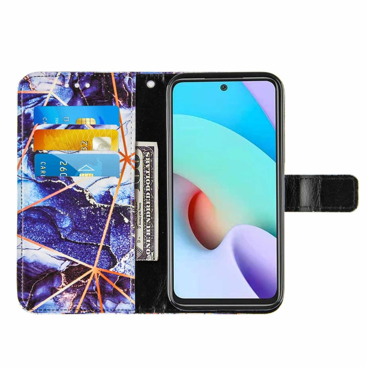 For Xiaomi Redmi 10 Marble Stitching Horizontal Flip PU Leather Case with Holder & Card Slots & Wallet & Lanyard