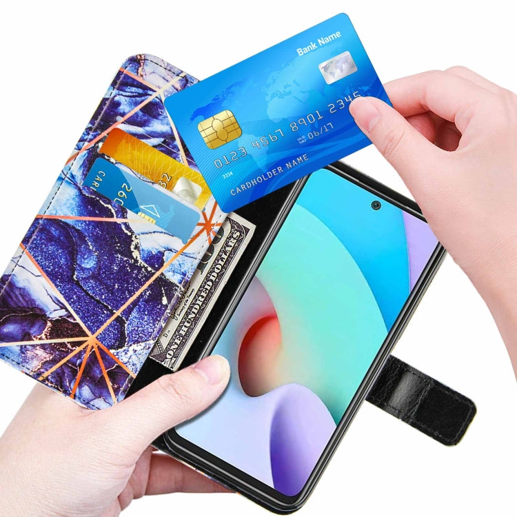 For Xiaomi Redmi 10 Marble Stitching Horizontal Flip PU Leather Case with Holder & Card Slots & Wallet & Lanyard