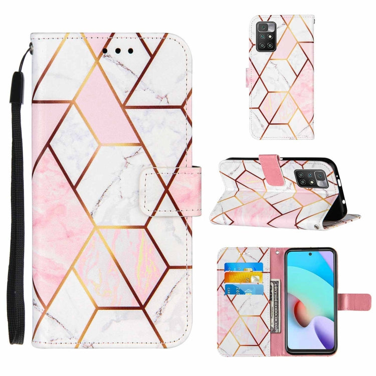 For Xiaomi Redmi 10 Marble Stitching Horizontal Flip PU Leather Case with Holder & Card Slots & Wallet & Lanyard