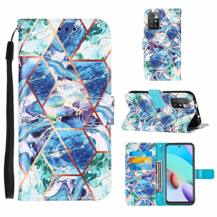 For Xiaomi Redmi 10 Marble Stitching Horizontal Flip PU Leather Case with Holder & Card Slots & Wallet & Lanyard