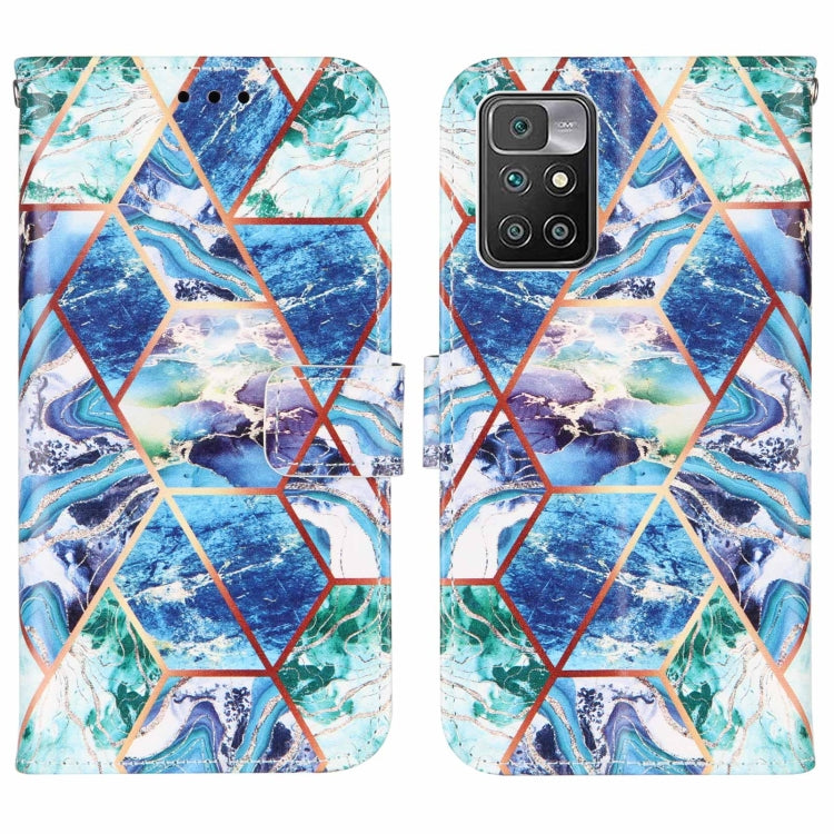For Xiaomi Redmi 10 Marble Stitching Horizontal Flip PU Leather Case with Holder & Card Slots & Wallet & Lanyard