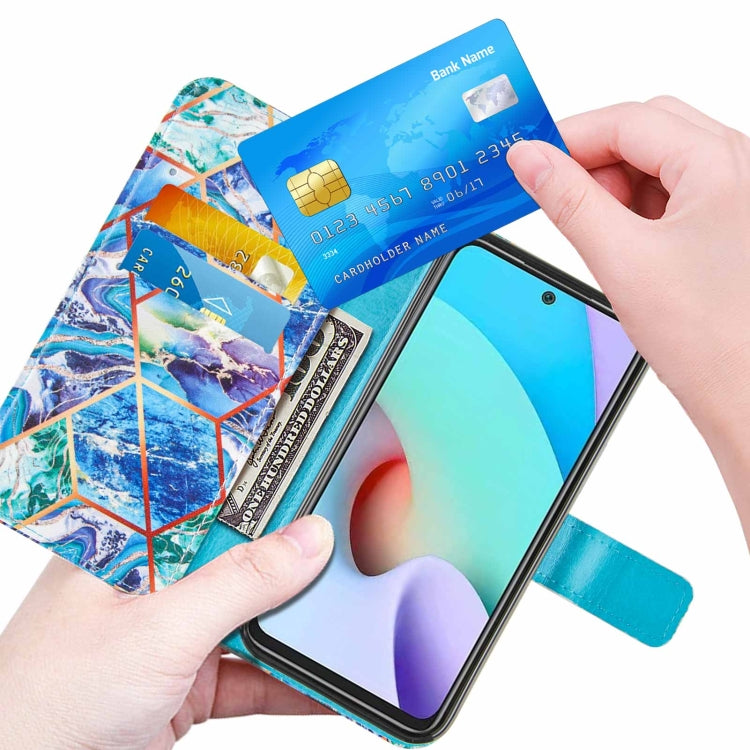 For Xiaomi Redmi 10 Marble Stitching Horizontal Flip PU Leather Case with Holder & Card Slots & Wallet & Lanyard