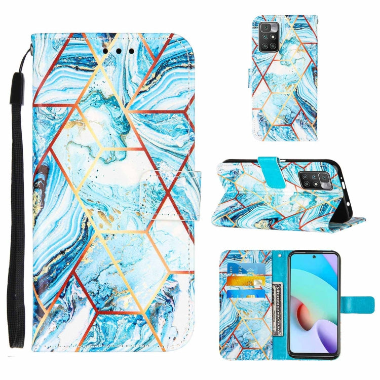 For Xiaomi Redmi 10 Marble Stitching Horizontal Flip PU Leather Case with Holder & Card Slots & Wallet & Lanyard