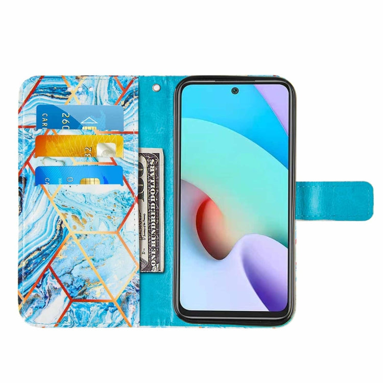 For Xiaomi Redmi 10 Marble Stitching Horizontal Flip PU Leather Case with Holder & Card Slots & Wallet & Lanyard