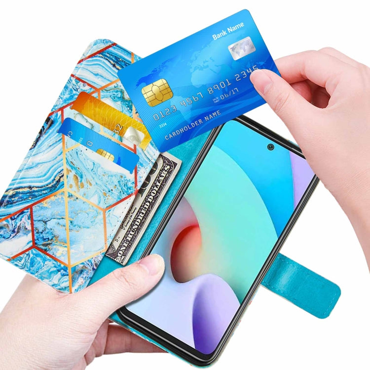 For Xiaomi Redmi 10 Marble Stitching Horizontal Flip PU Leather Case with Holder & Card Slots & Wallet & Lanyard