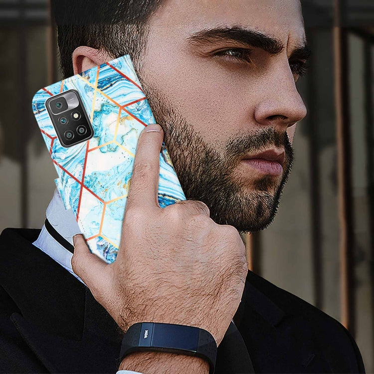 For Xiaomi Redmi 10 Marble Stitching Horizontal Flip PU Leather Case with Holder & Card Slots & Wallet & Lanyard