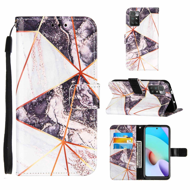 For Xiaomi Redmi 10 Marble Stitching Horizontal Flip PU Leather Case with Holder & Card Slots & Wallet & Lanyard