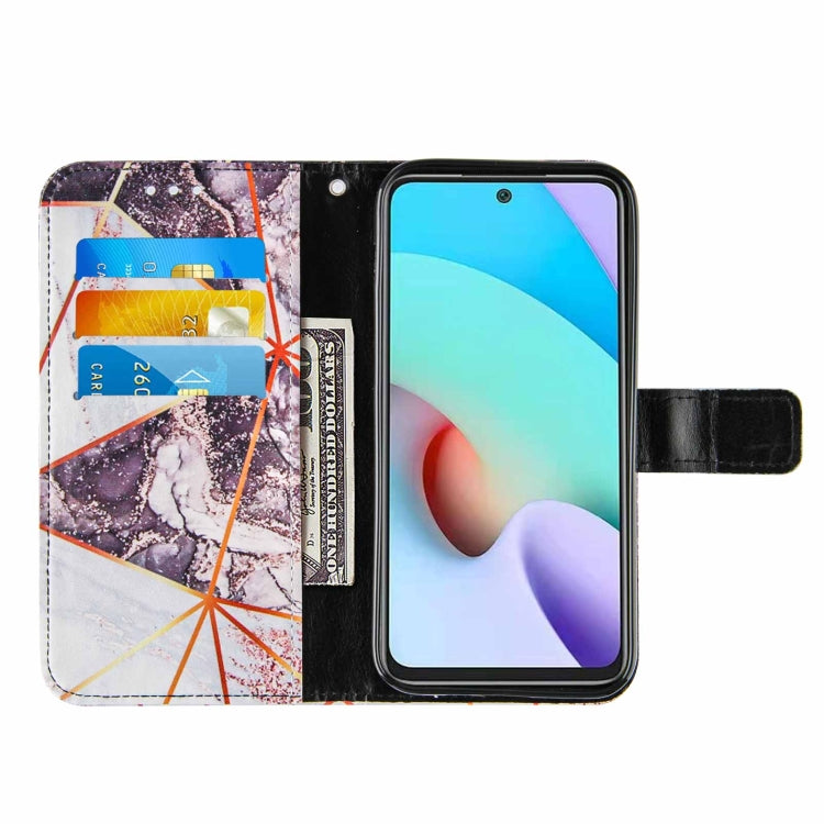 For Xiaomi Redmi 10 Marble Stitching Horizontal Flip PU Leather Case with Holder & Card Slots & Wallet & Lanyard