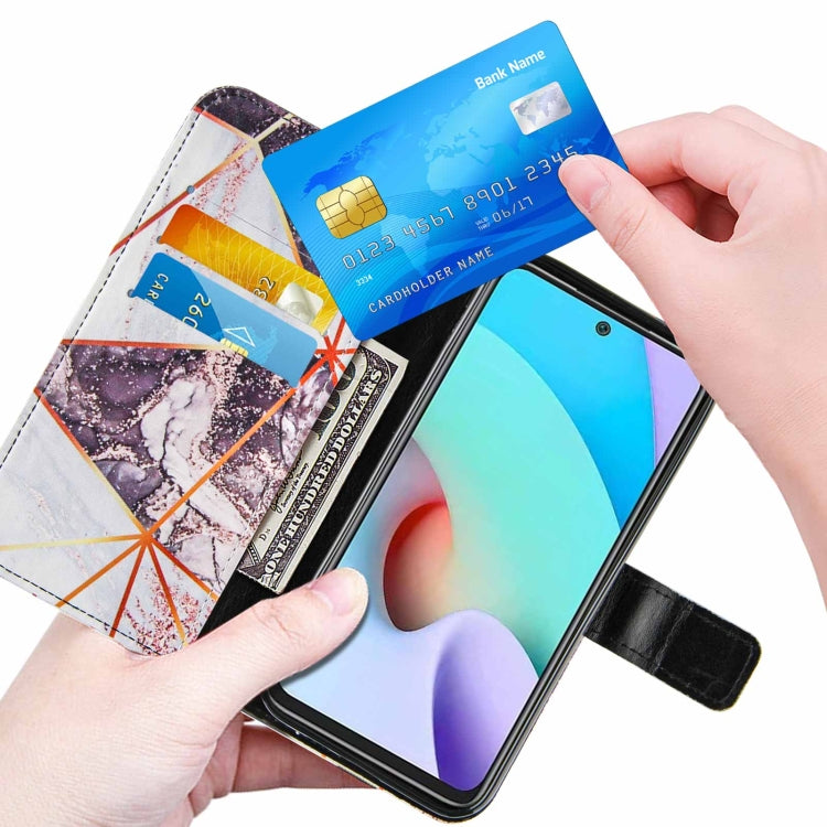 For Xiaomi Redmi 10 Marble Stitching Horizontal Flip PU Leather Case with Holder & Card Slots & Wallet & Lanyard