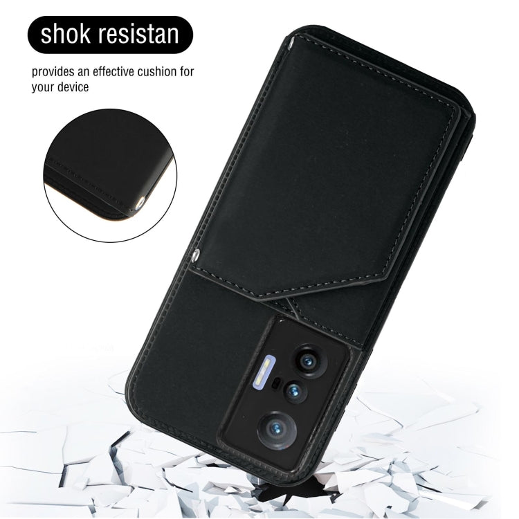 For vivo X70 Skin Feel PU + TPU + PC Back Cover Shockproof Case with Card Slots & Holder & Photo Frame