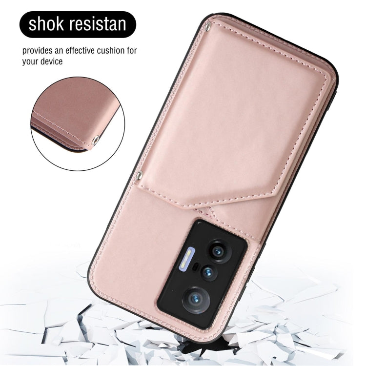 For vivo X70 Skin Feel PU + TPU + PC Back Cover Shockproof Case with Card Slots & Holder & Photo Frame