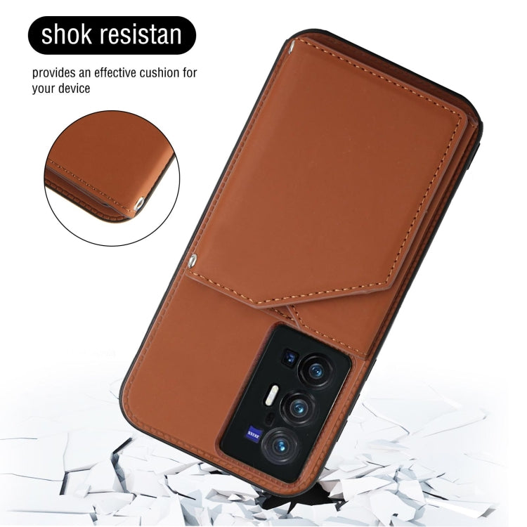 For vivo X70 Pro+ Skin Feel PU + TPU + PC Back Cover Shockproof Case with Card Slots & Holder & Photo Frame