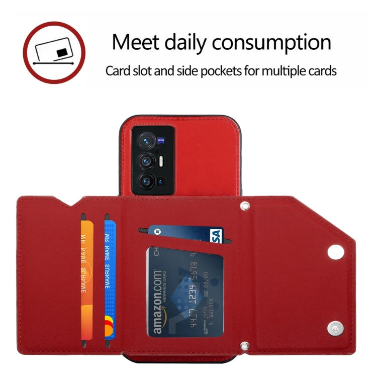 For vivo X70 Pro+ Skin Feel PU + TPU + PC Back Cover Shockproof Case with Card Slots & Holder & Photo Frame