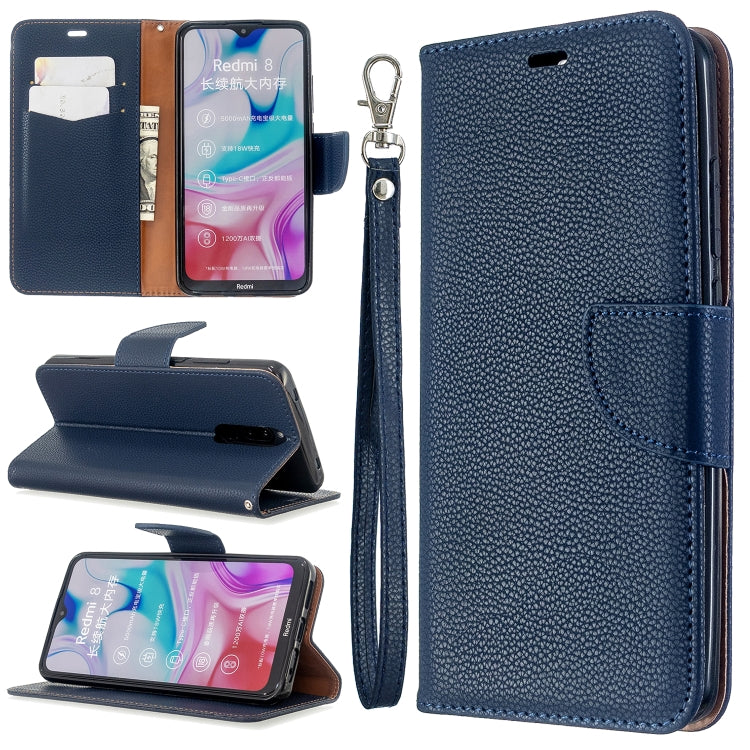 For Xiaomi Redmi 8 Litchi Texture Pure Color Horizontal Flip PU Leather Case with Holder & Card Slots & Wallet & Lanyard