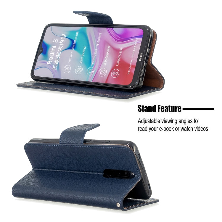 For Xiaomi Redmi 8 Litchi Texture Pure Color Horizontal Flip PU Leather Case with Holder & Card Slots & Wallet & Lanyard