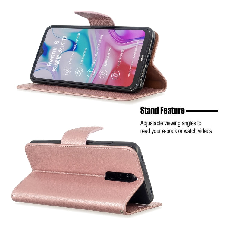 For Xiaomi Redmi 8 Litchi Texture Pure Color Horizontal Flip PU Leather Case with Holder & Card Slots & Wallet & Lanyard