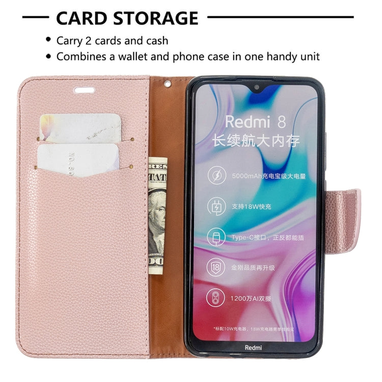 For Xiaomi Redmi 8 Litchi Texture Pure Color Horizontal Flip PU Leather Case with Holder & Card Slots & Wallet & Lanyard