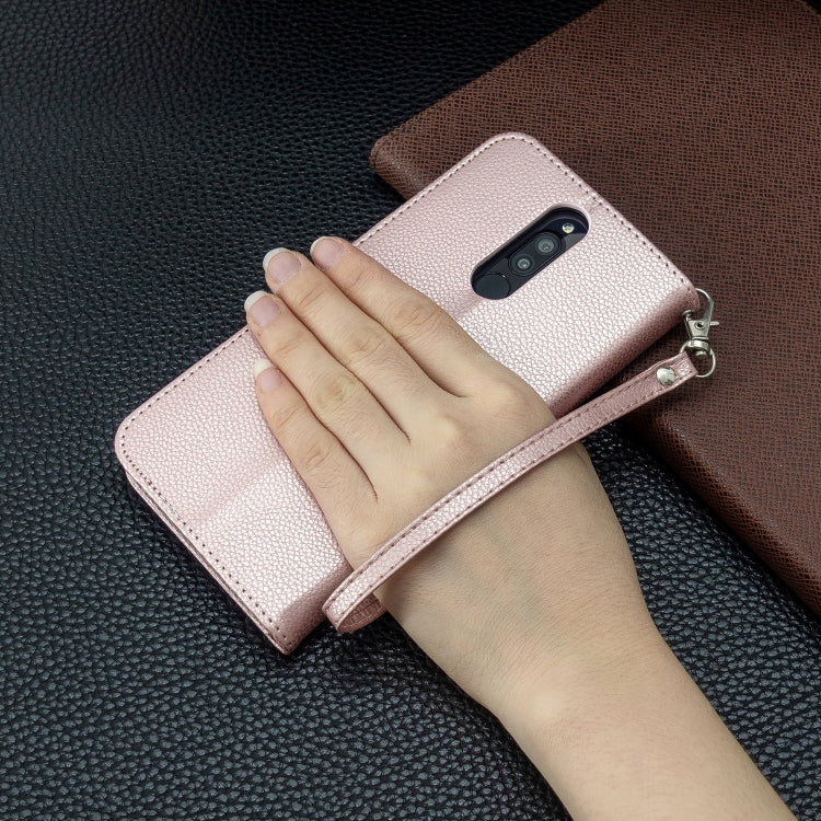 For Xiaomi Redmi 8 Litchi Texture Pure Color Horizontal Flip PU Leather Case with Holder & Card Slots & Wallet & Lanyard