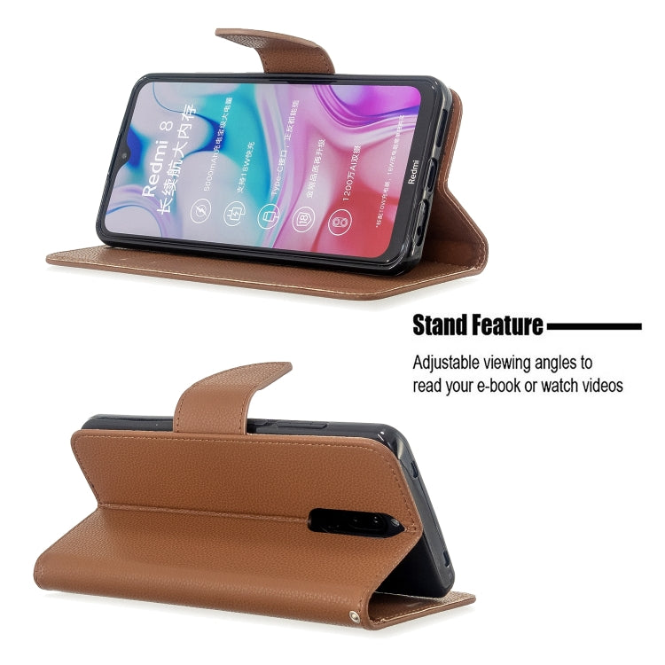For Xiaomi Redmi 8 Litchi Texture Pure Color Horizontal Flip PU Leather Case with Holder & Card Slots & Wallet & Lanyard