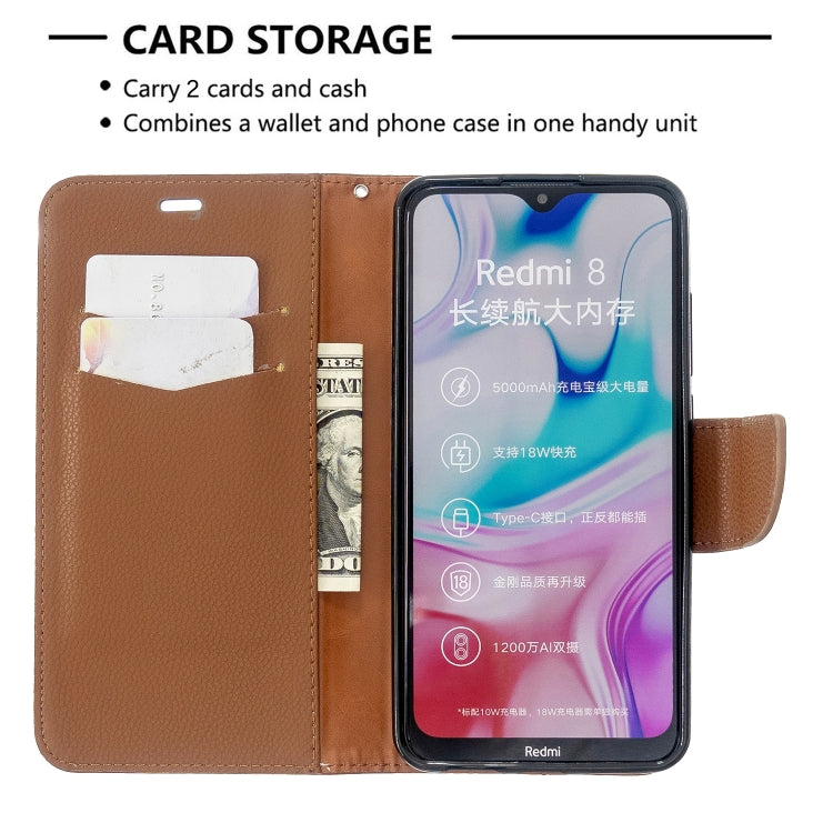 For Xiaomi Redmi 8 Litchi Texture Pure Color Horizontal Flip PU Leather Case with Holder & Card Slots & Wallet & Lanyard