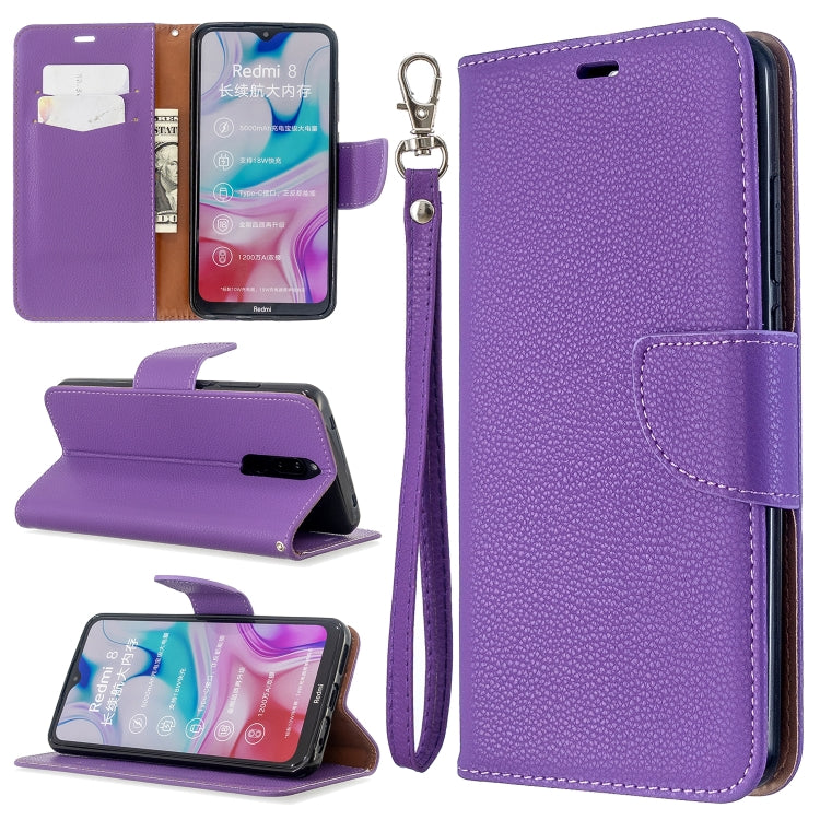 For Xiaomi Redmi 8 Litchi Texture Pure Color Horizontal Flip PU Leather Case with Holder & Card Slots & Wallet & Lanyard