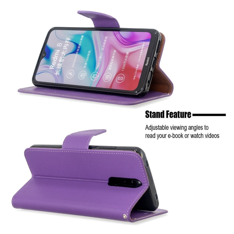 For Xiaomi Redmi 8 Litchi Texture Pure Color Horizontal Flip PU Leather Case with Holder & Card Slots & Wallet & Lanyard