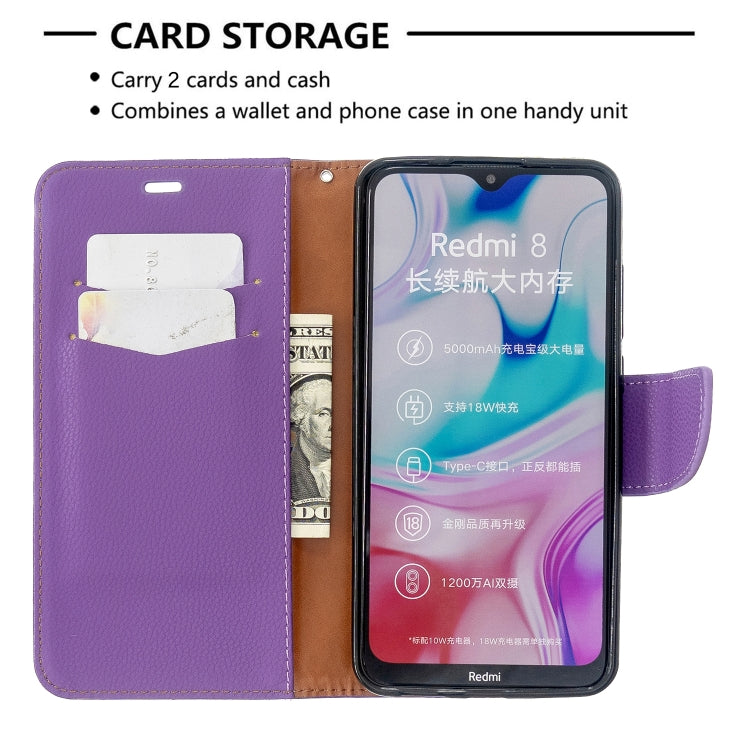 For Xiaomi Redmi 8 Litchi Texture Pure Color Horizontal Flip PU Leather Case with Holder & Card Slots & Wallet & Lanyard