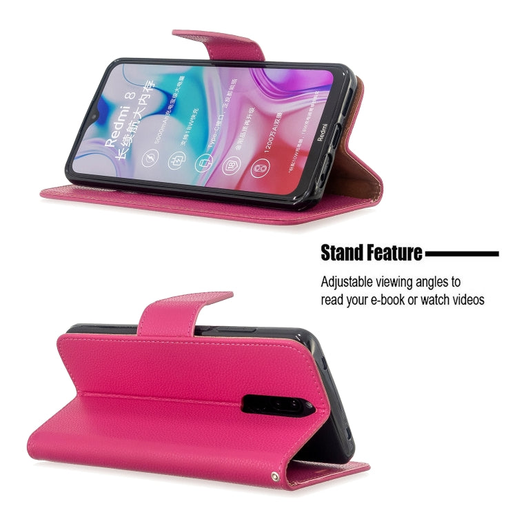 For Xiaomi Redmi 8 Litchi Texture Pure Color Horizontal Flip PU Leather Case with Holder & Card Slots & Wallet & Lanyard