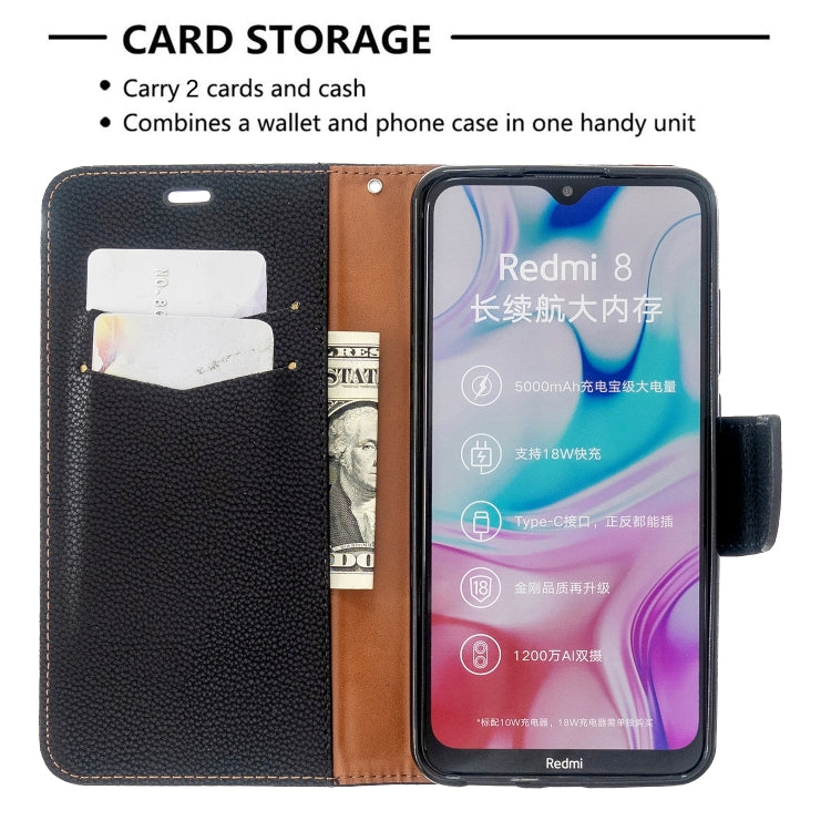 For Xiaomi Redmi 8 Litchi Texture Pure Color Horizontal Flip PU Leather Case with Holder & Card Slots & Wallet & Lanyard