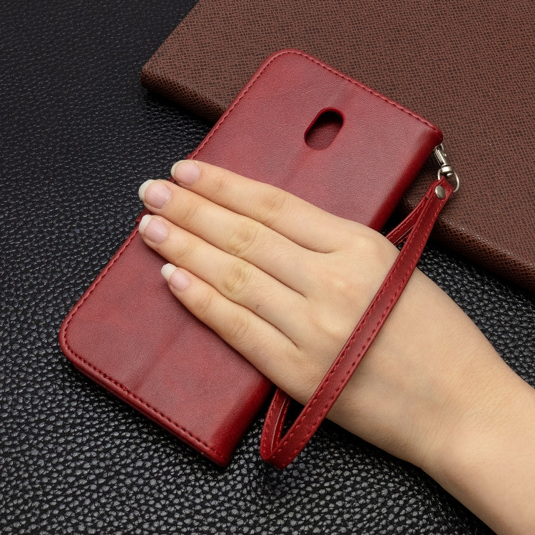 For Xiaomi Redmi 8A Lambskin Texture Pure Color Horizontal Flip PU Leather Case with Holder & Card Slots & Wallet & Lanyard