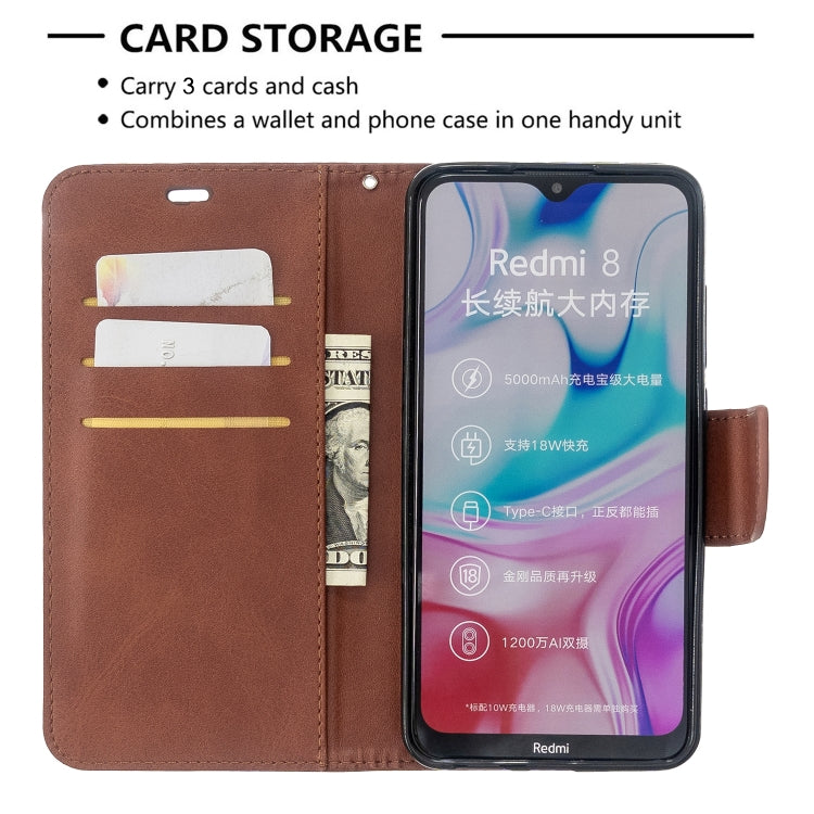For Xiaomi Redmi 8 Lambskin Texture Pure Color Horizontal Flip PU Leather Case with Holder & Card Slots & Wallet & Lanyard