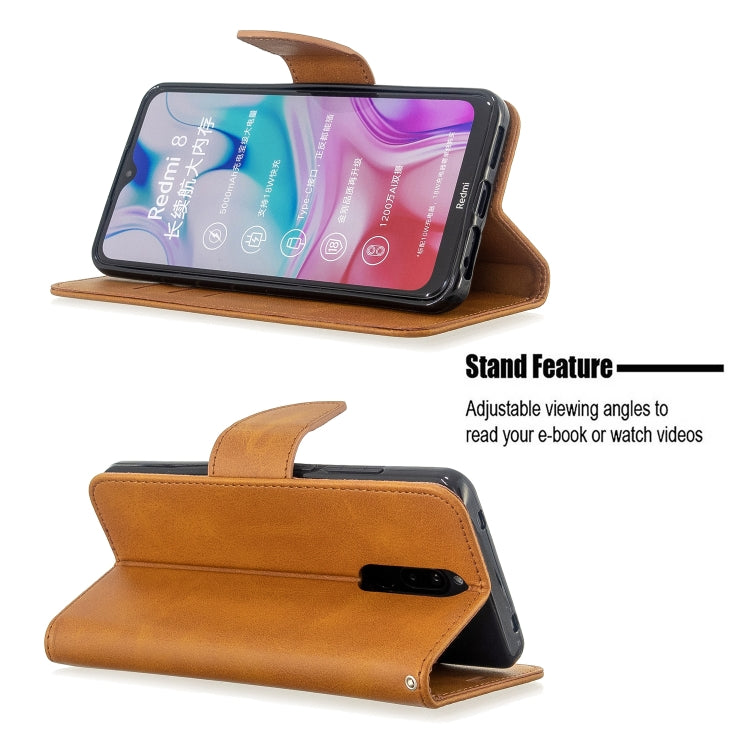 For Xiaomi Redmi 8 Lambskin Texture Pure Color Horizontal Flip PU Leather Case with Holder & Card Slots & Wallet & Lanyard