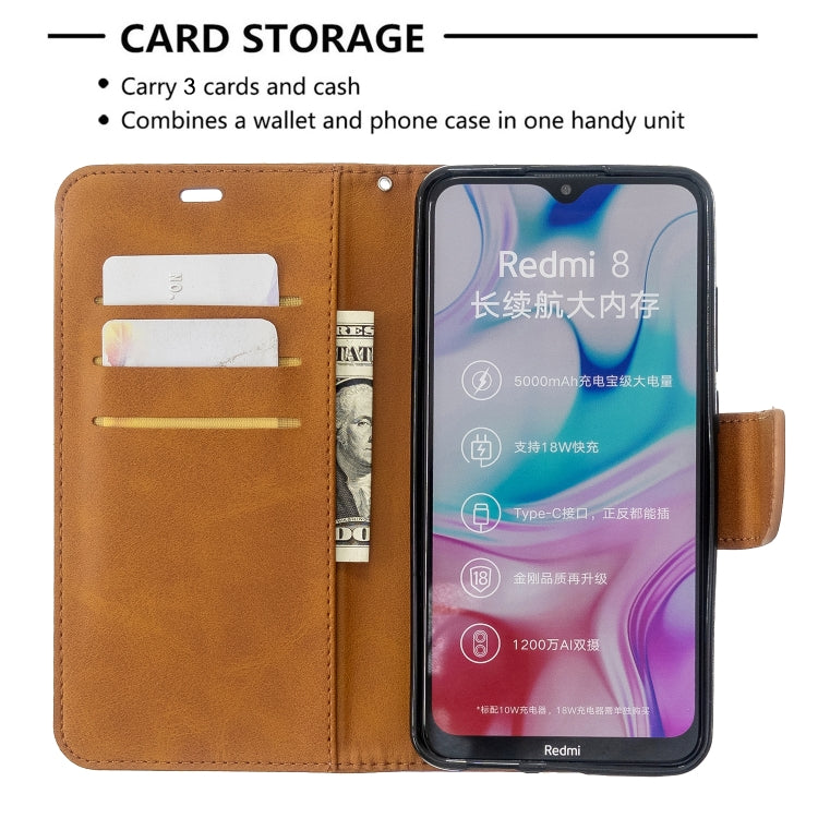 For Xiaomi Redmi 8 Lambskin Texture Pure Color Horizontal Flip PU Leather Case with Holder & Card Slots & Wallet & Lanyard