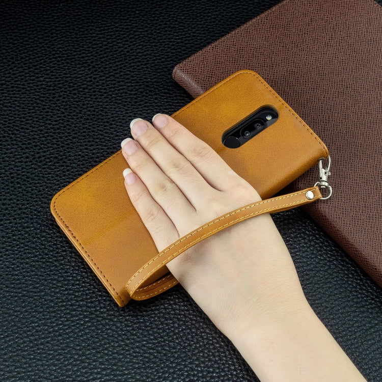 For Xiaomi Redmi 8 Lambskin Texture Pure Color Horizontal Flip PU Leather Case with Holder & Card Slots & Wallet & Lanyard