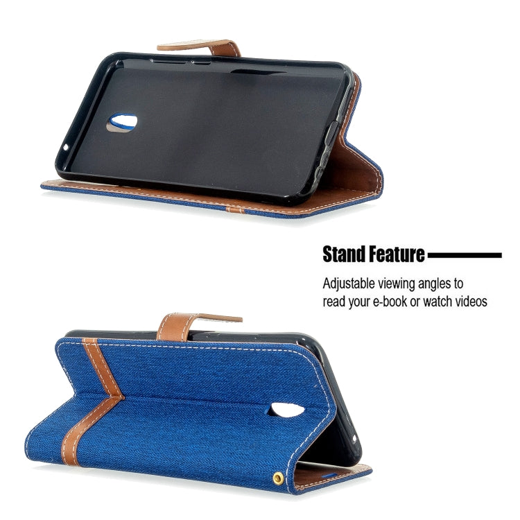For Xiaomi Redmi 8A Color Matching Denim Texture Horizontal Flip PU Leather Case with Holder & Card Slots & Wallet & Lanyard