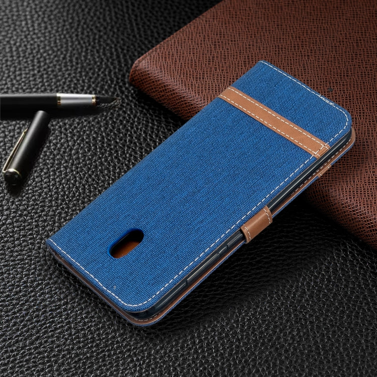 For Xiaomi Redmi 8A Color Matching Denim Texture Horizontal Flip PU Leather Case with Holder & Card Slots & Wallet & Lanyard