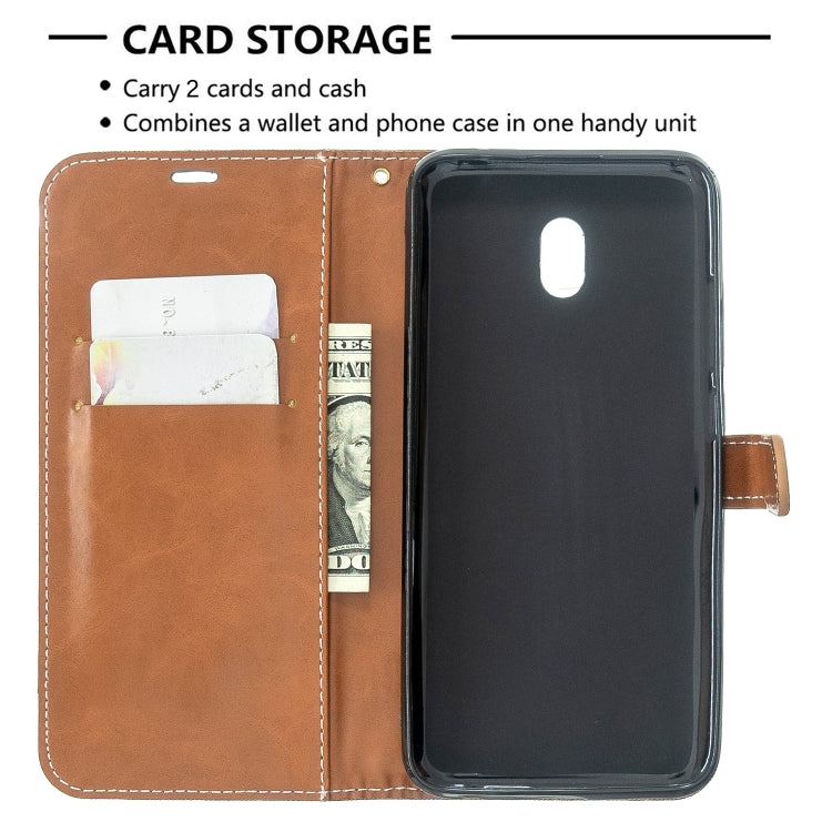 For Xiaomi Redmi 8A Color Matching Denim Texture Horizontal Flip PU Leather Case with Holder & Card Slots & Wallet & Lanyard