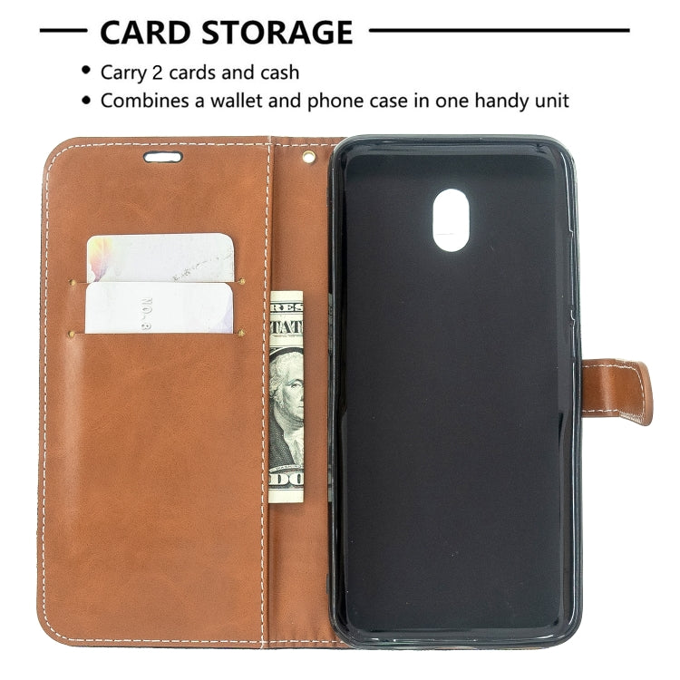 For Xiaomi Redmi 8A Color Matching Denim Texture Horizontal Flip PU Leather Case with Holder & Card Slots & Wallet & Lanyard