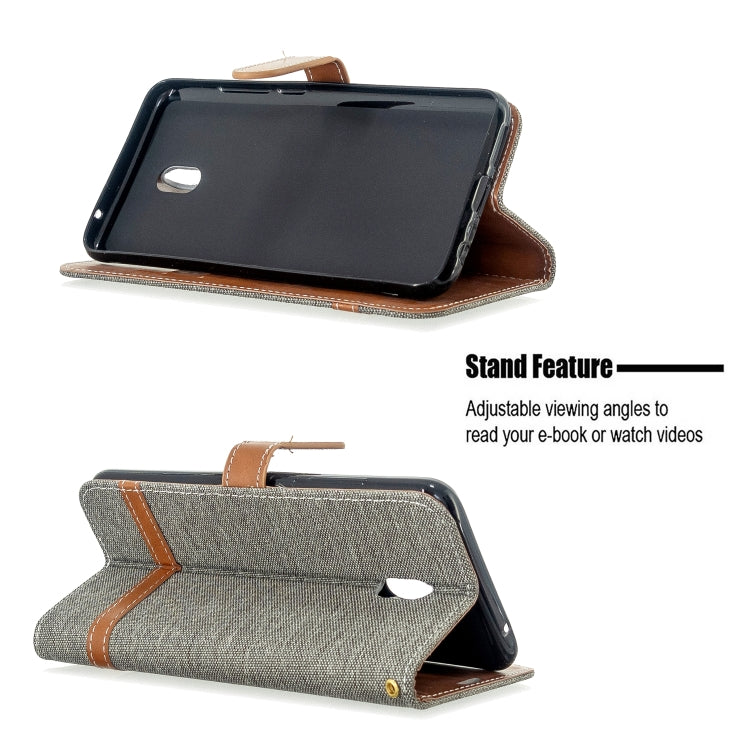 For Xiaomi Redmi 8A Color Matching Denim Texture Horizontal Flip PU Leather Case with Holder & Card Slots & Wallet & Lanyard