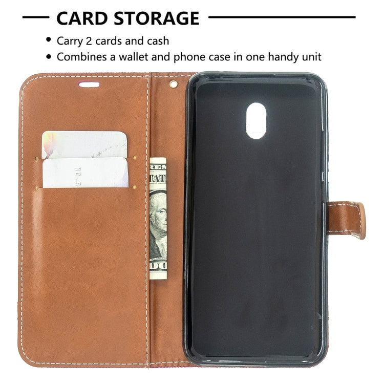 For Xiaomi Redmi 8A Color Matching Denim Texture Horizontal Flip PU Leather Case with Holder & Card Slots & Wallet & Lanyard